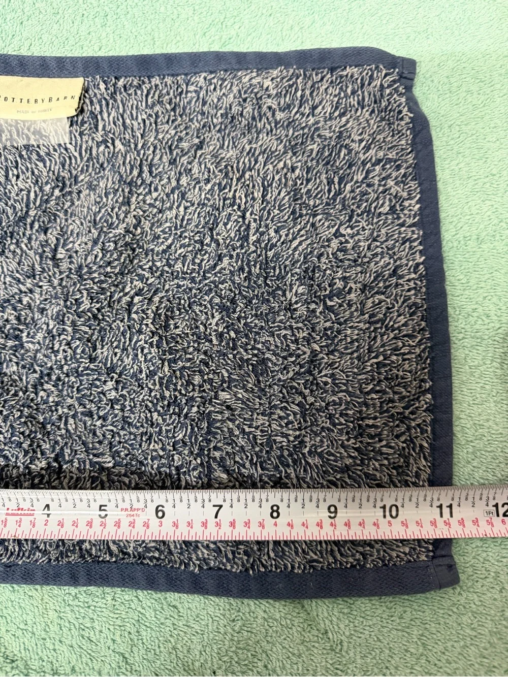 Pottery Barn (2) 11”x11” (1) 19.5”W x28”L Navy Blue Plush Terry Hand Towel